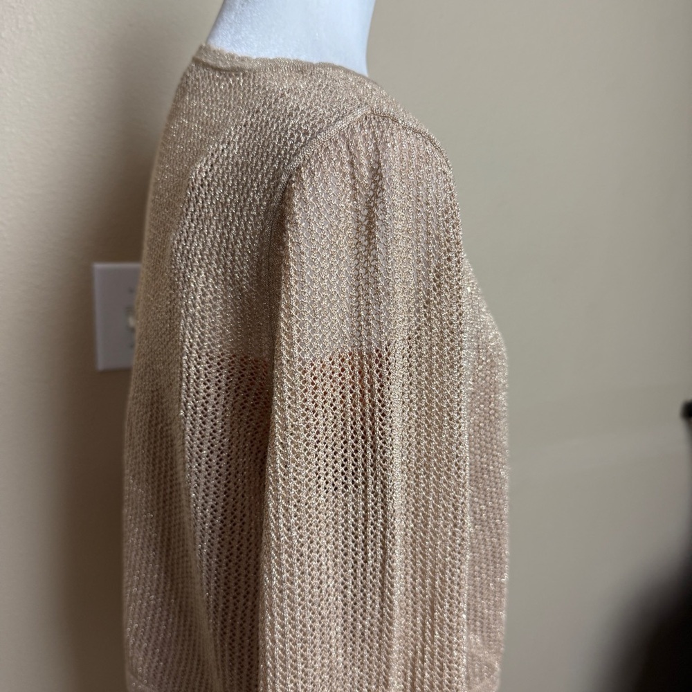 Talbots Open Stitch Scallop Gold Shrug Size Large - Picture 6 of 11